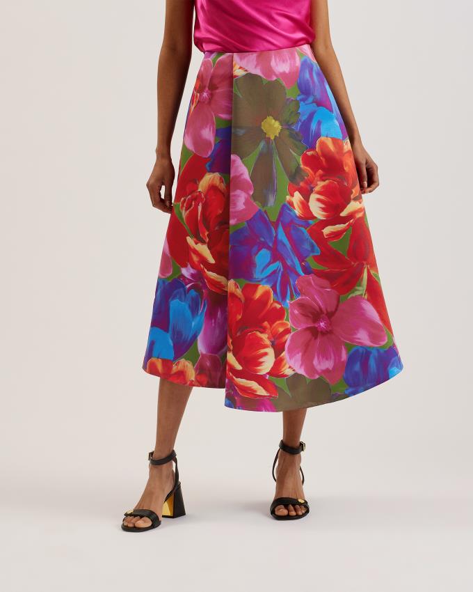 Jupe Ted Baker Floral A-Line Full Midi Multicolore Femme | PUC-90341773